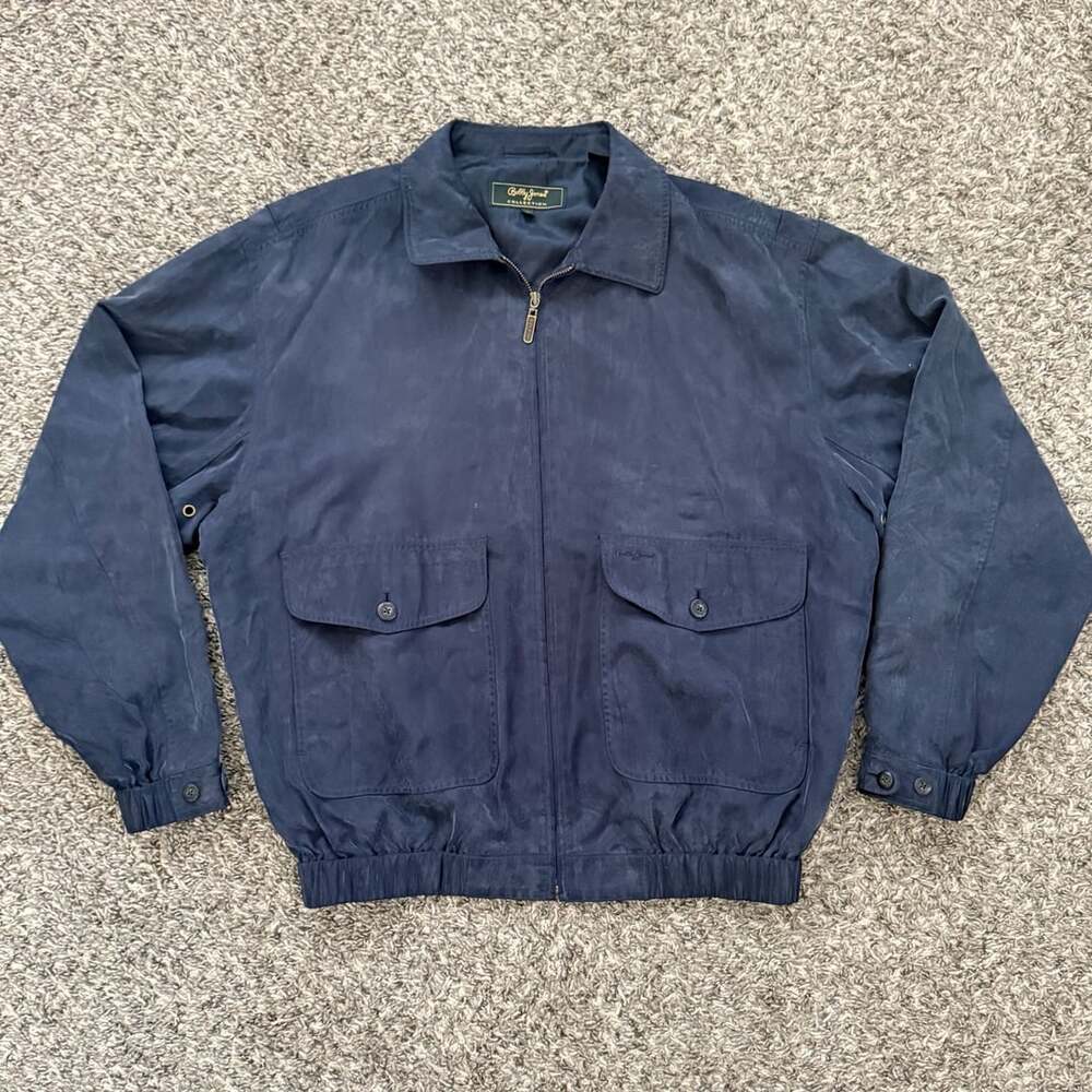 Bobby Jones Silk Bomber Jacket Size M Navy Blue Full Zip Golf